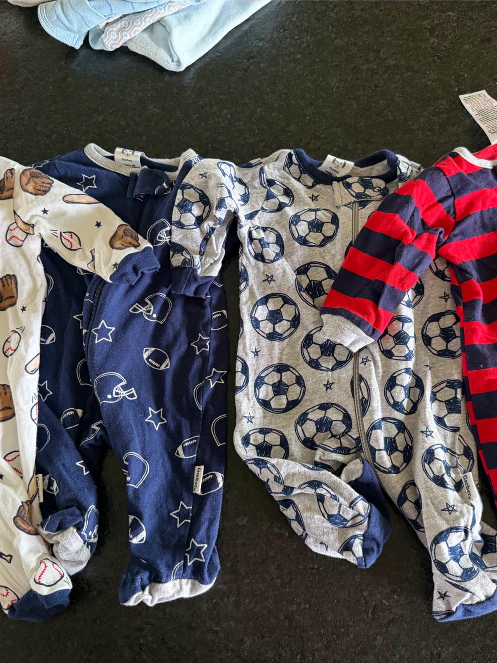 Gerber Navy and Gray Sports Printed Footed Pajama Set